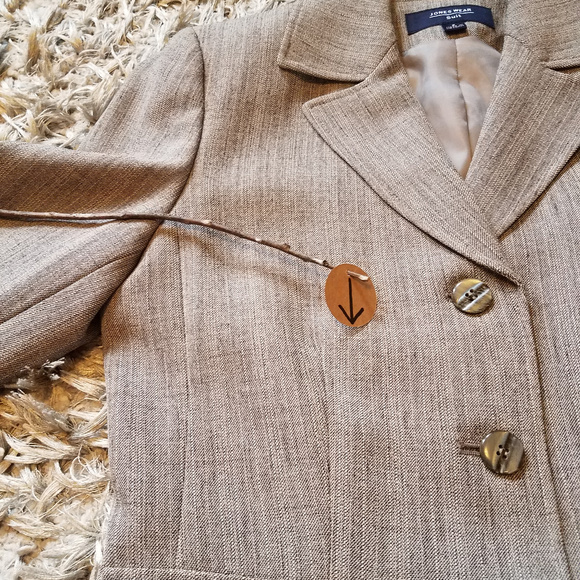 Jones Wear Gray Suit Jacket Blazer lined coat With Pockets Light Academia size 8 - Picture 7 of 8